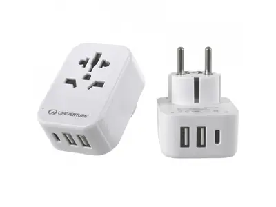 Cestovn adaptr World to Europe Travel Adaptor with USB (& USB C)