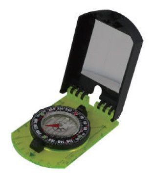 Folding map compass with mirror